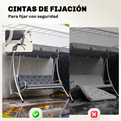 Outsunny Cojín Para Banco 3 Plazas Con Respaldo 150x98x8 Cm Para Jardín Terraza_5