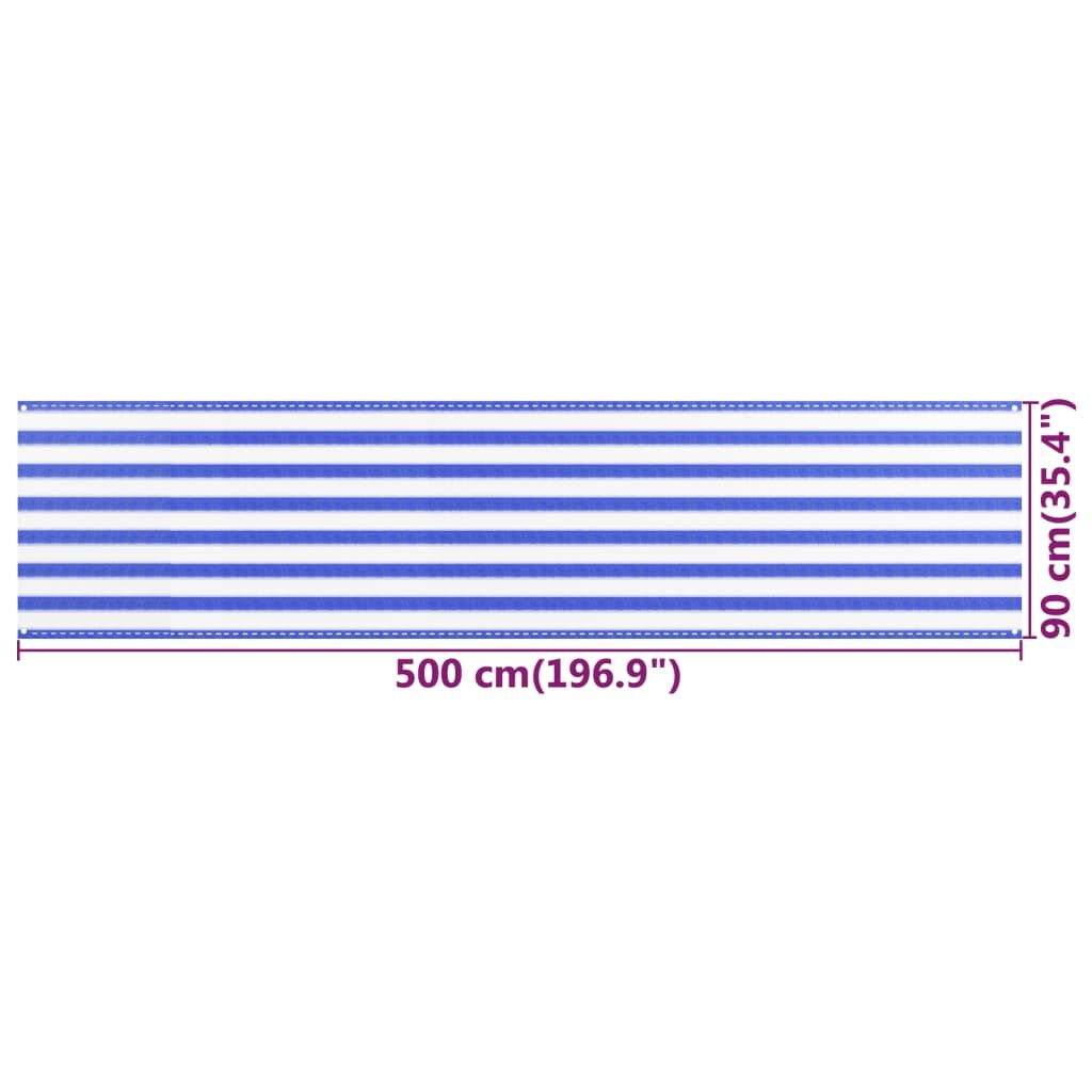 Vidaxl Toldo Para Balcón Hdpe Azul Y Blanco 90x500 Cm_4