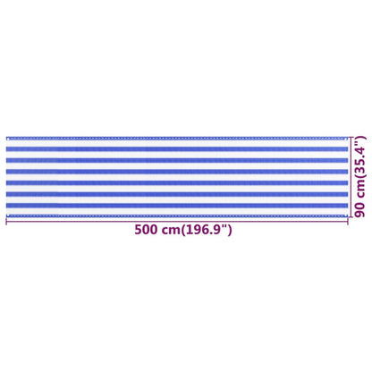 Vidaxl Toldo Para Balcón Hdpe Azul Y Blanco 90x500 Cm_4