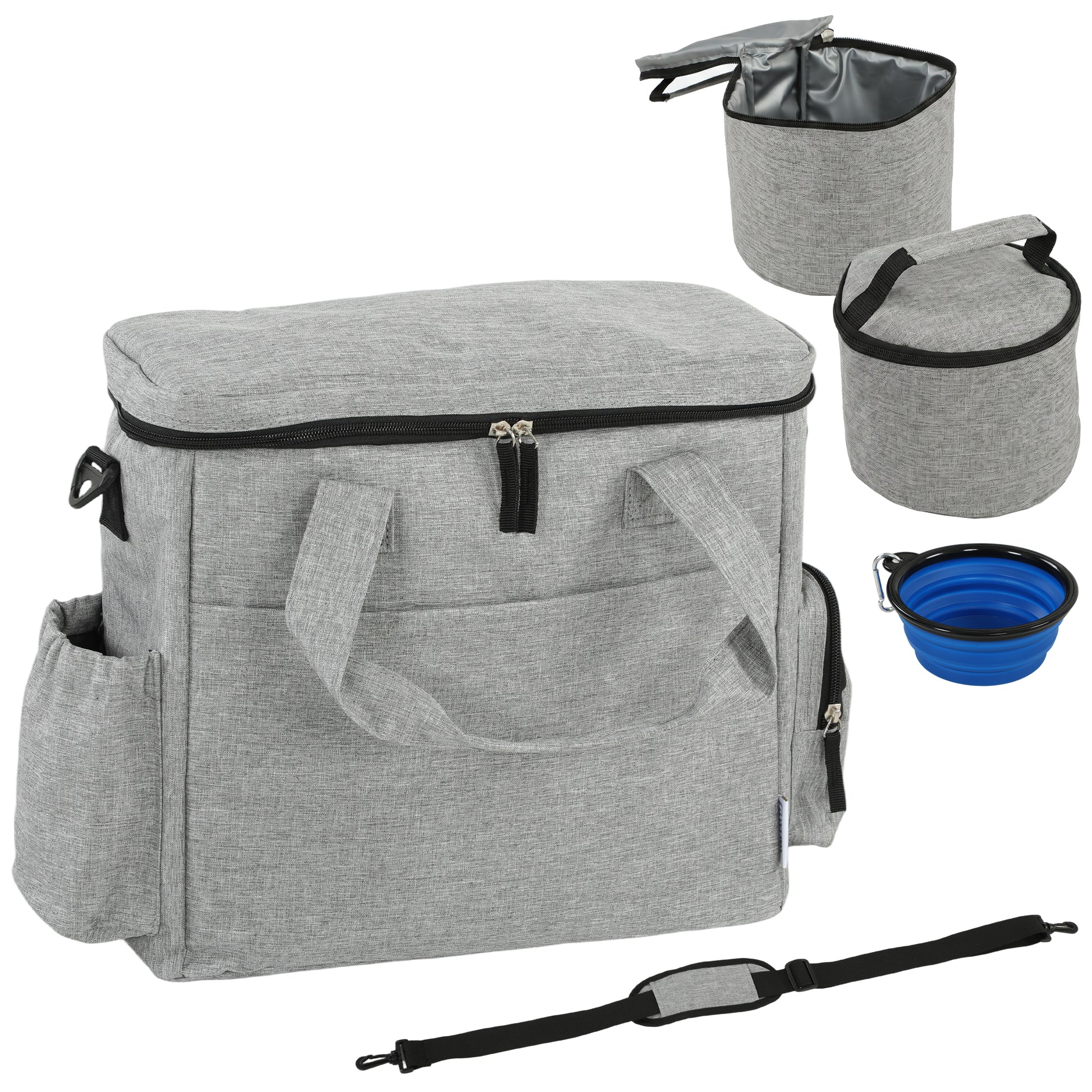 Pawhut Bolso De Viaje Para Perros Con 2 Contenedores De Pienso Y Cuenco Plegable_0