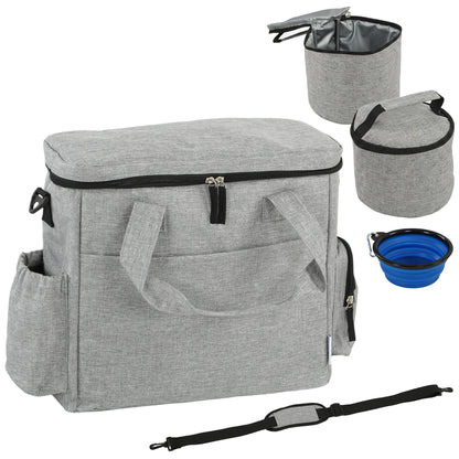 Pawhut Bolso De Viaje Para Perros Con 2 Contenedores De Pienso Y Cuenco Plegable_0