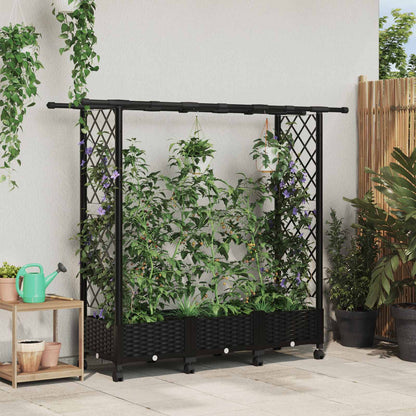 Cama Elevada Con Trellis Y Techo Negro 164 X 40 X 127 Cm Pp_1