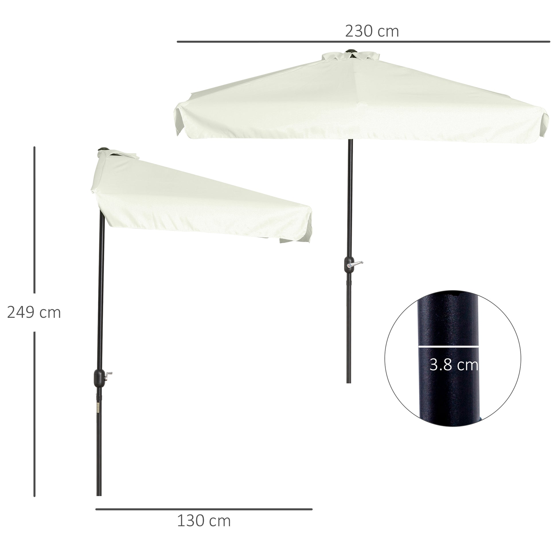 Outsunny Sombrilla Rectangular 230x130x249 Cm Con Manivela Protección Uv Crema_2