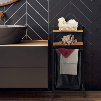 Well Home Estantería De Baño 2 Estantes Y Bolsa De Lavandería H.89,5cm