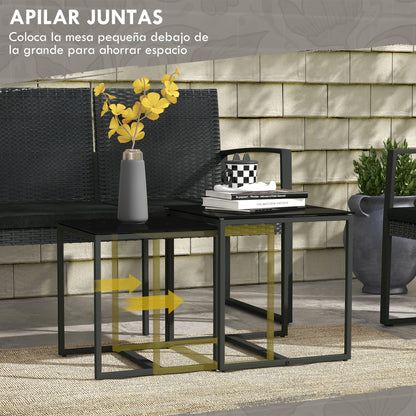 Outsunny Conjunto De Muebles De Jardín De Ratán Sintético De 5 Piezas Negro_3