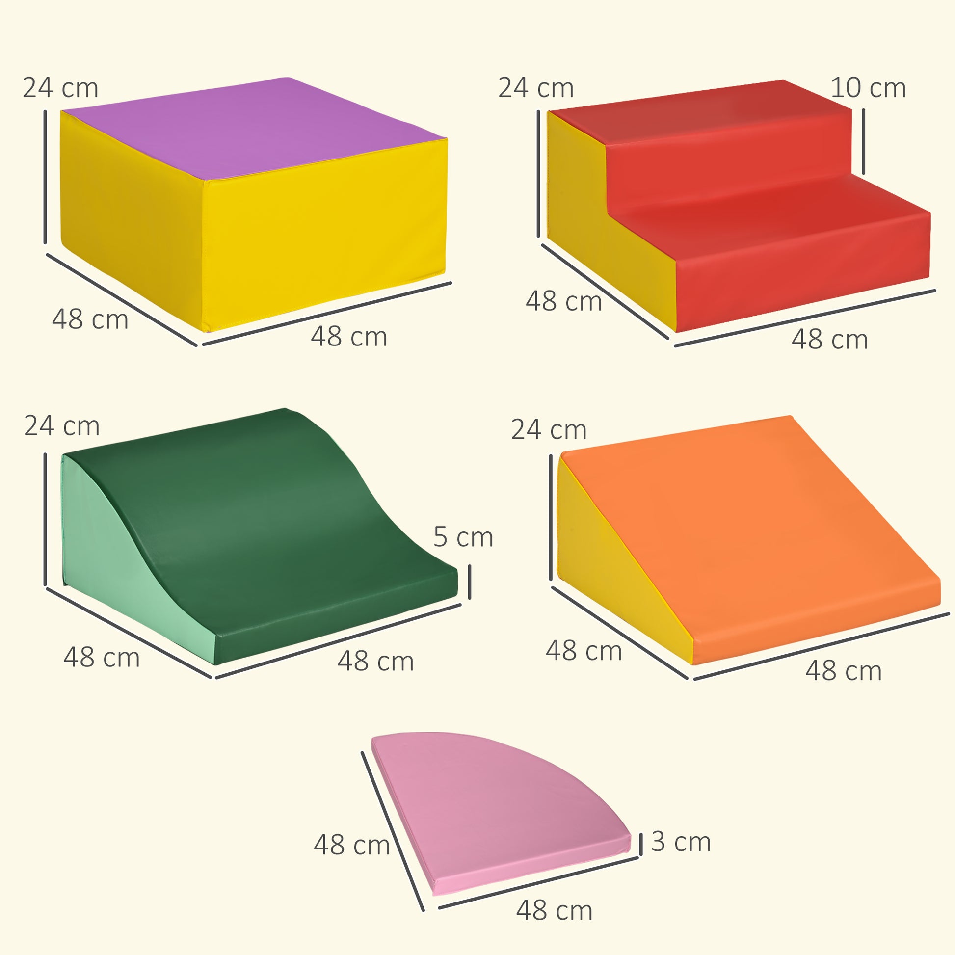Homcom Juego De 6 Bloques De Espuma Para Niños De 12-36 Meses 150x100x24 Cm_2
