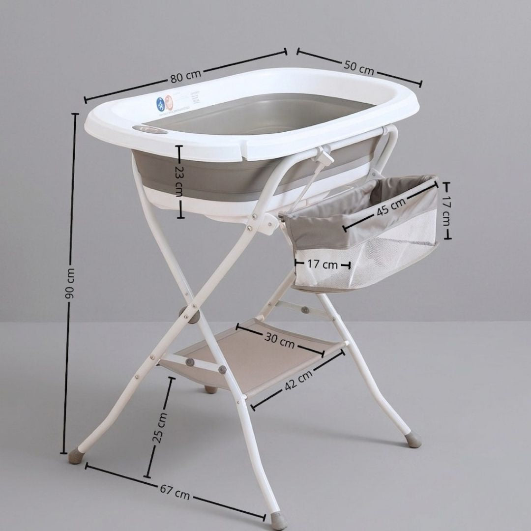 Bathby | Bañera Plegable De Bebé Con Soporte Antideslizante, Tubo De Desagüe, Cesta Y Organizador | Segura Y Ligera_5