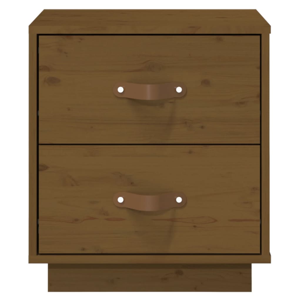 Mesita De Noche Madera Maciza De Pino Marrón Miel 40x34x45 Cm_3