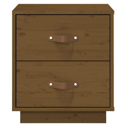 Mesita De Noche Madera Maciza De Pino Marrón Miel 40x34x45 Cm_3