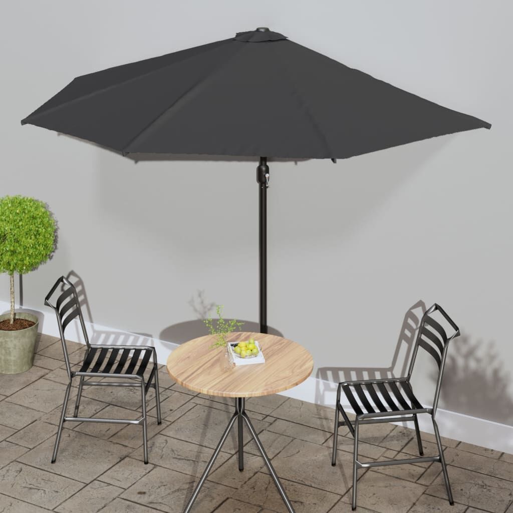 Vidaxl Sombrilla De Balcón Semicircular Palo Aluminio Gris 300x155 Cm_1