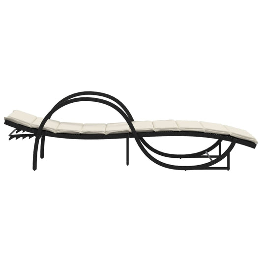 Tumbona Con Cojín Ratán Sintético Negro 60x199x42 Cm / Vetonek_0