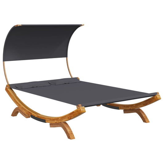 Tumbona Con Dosel Madera Curvada Gris Antracita 165x203x126 Cm_0