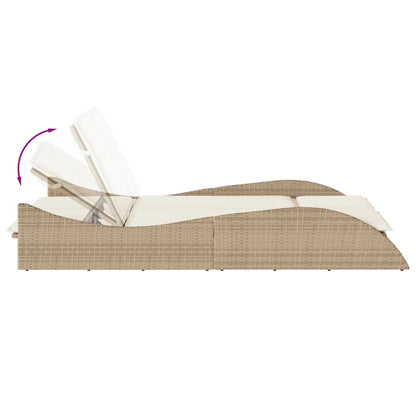 Tumbona Con Cojines Ratán Sintético Beige 114x205x73 Cm / Vetonek_5