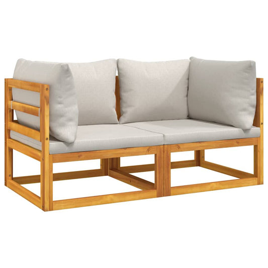 Vidaxl Sofás Modulares Esquina 2 Uds Madera Acacia Cojines Gris Claro_0