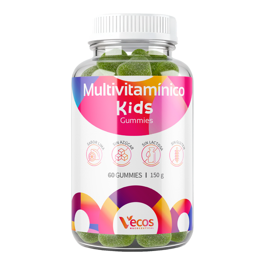Multivitamínico Infantil VECOS (60 Gummies) | Defensas y crecimiento | Vitaminas A, C, D + B | Zinc + Yodo | Sabor lima_0