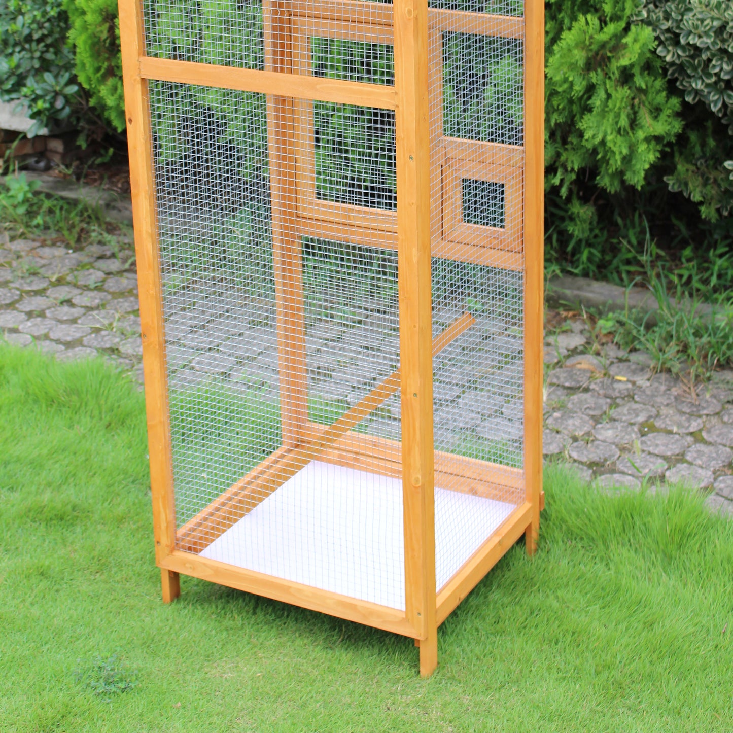Pawhut Jaula Para Pájaros De Madera Con Bandeja Extraíble Techo Asfáltico_4