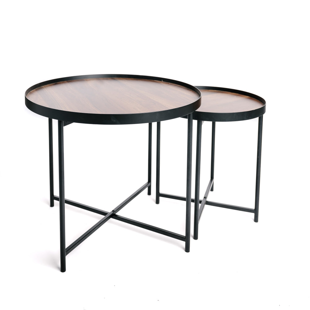 Mesa De Centro, Mesa Auxiliar De Madera Y Metal Diseño Industrial Vintage 60/41cm_1