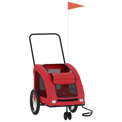Remolque De Bicicleta Mascotas Hierro Tela Oxford Rojo_2