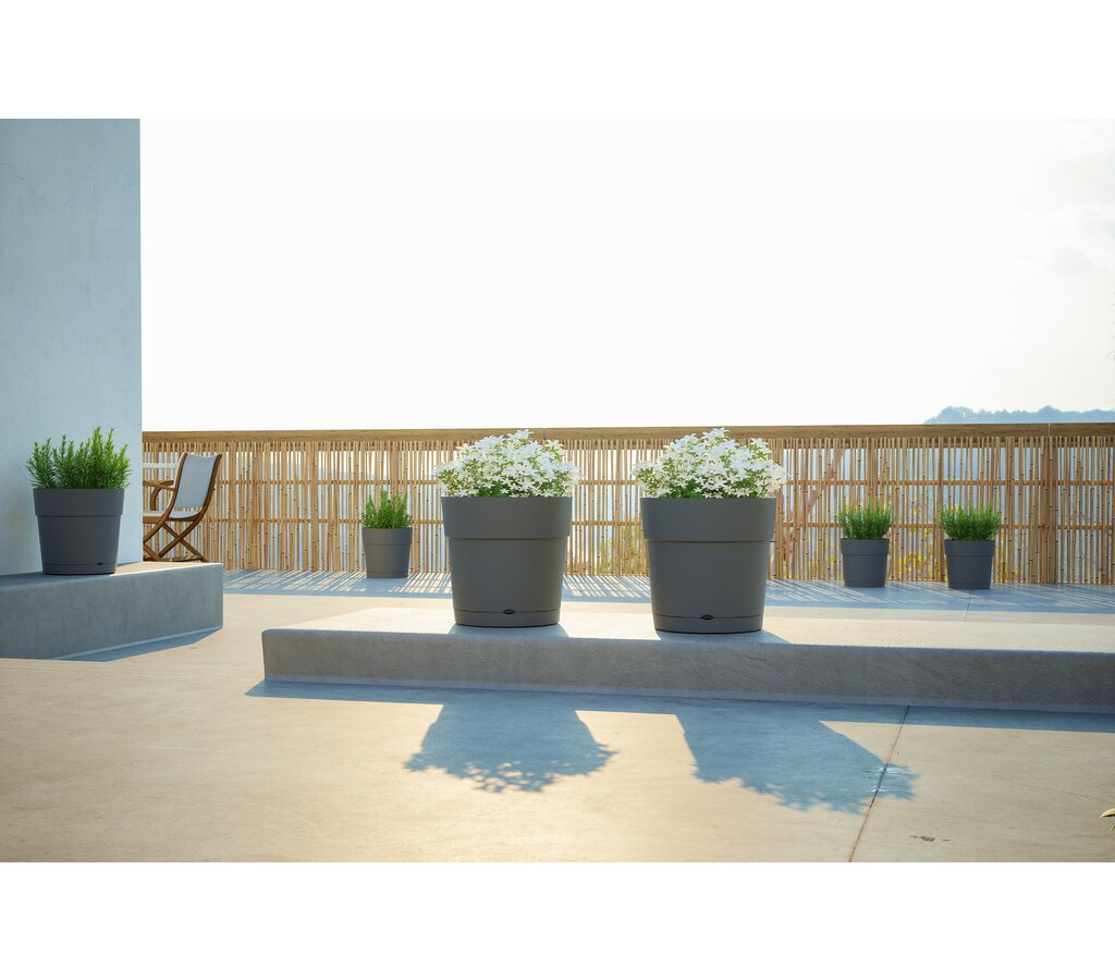 Artevasi Macetero Blanco Capri 25 Cm Con Reserva De Agua De Plástico Reciclado_1