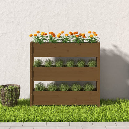 Jardinera De Madera Maciza De Pino Marrón Miel 112x25x104,5 Cm_2