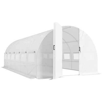 Outsunny Invernadero De Túnel 6x3x2 M Con Puerta Con Bisagras Y Ventanas Blanco_0