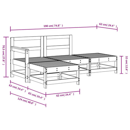 Vidaxl Juego De Muebles De Jardín 4 Pzas Madera Maciza De Pino Blanco_2