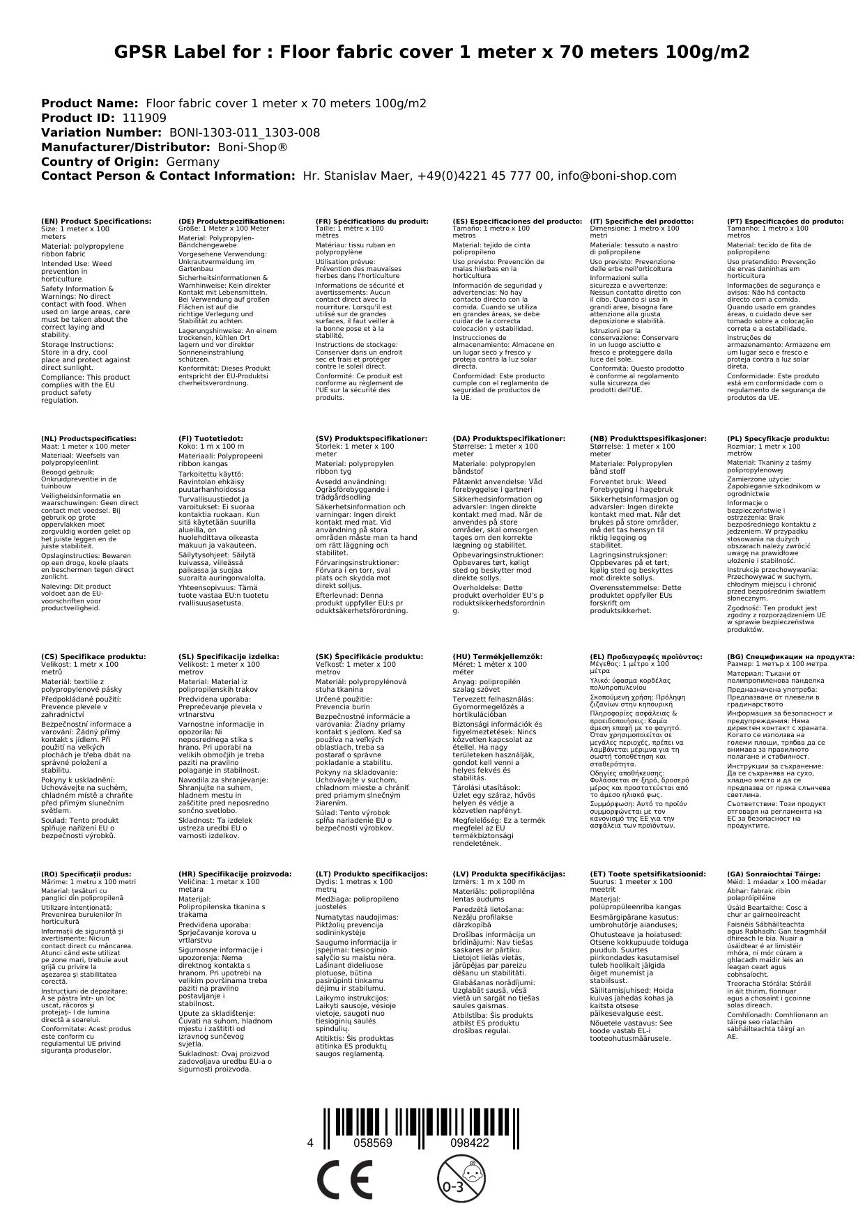 Malla Antihierbas 100g/m², 1m X 70m: Tela Geotextil Para Jardín_1