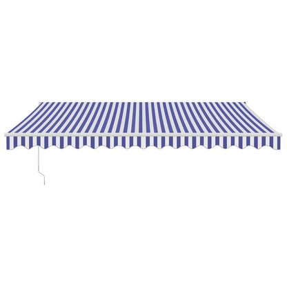 Toldo Retráctil Aluminio Y Tela Azul Y Blanco 4,5x3 M_2