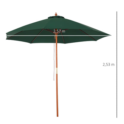 Outsunny Sombrilla De Madera Ajustable Ventilación Sistema Polea Ø257x253cm_2