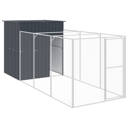 Vidaxl Caseta De Perros Con Corral Acero Galvanizado 165x455x181 Cm_0