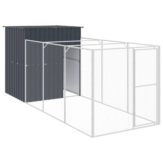 Vidaxl Caseta De Perros Con Corral Acero Galvanizado 165x455x181 Cm_0