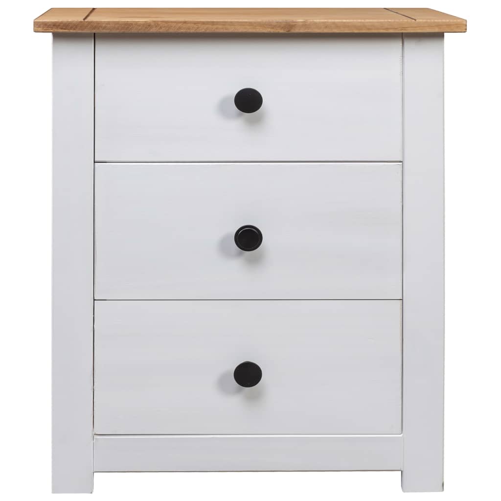 Mesita De Noche Madera Maciza Pino Panamá Blanco 46x40x57 Cm_1