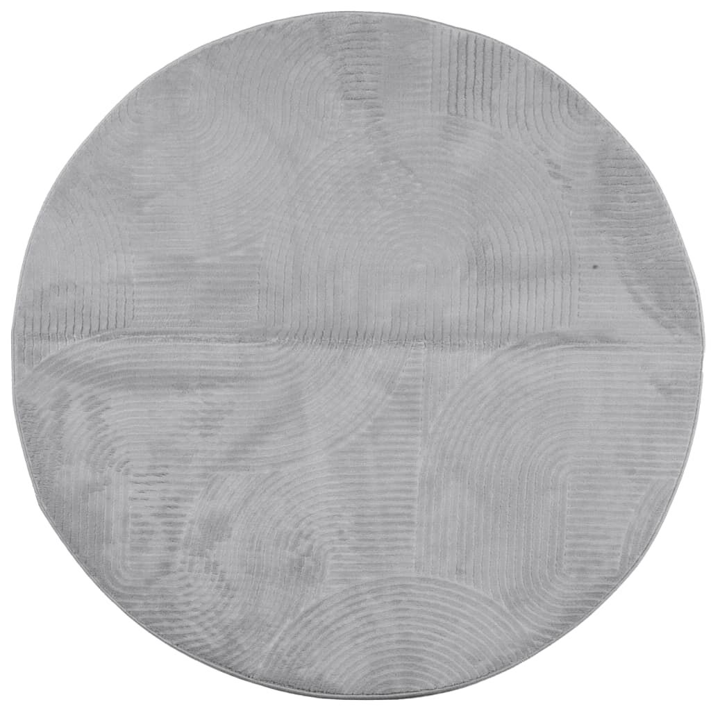 Vidaxl Alfombra De Pelo Corto Look Escandinavo Iza Gris Ø 80 Cm_0