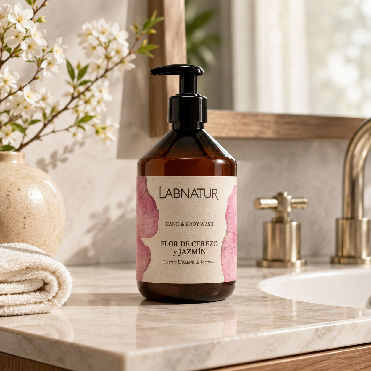 Jabón Manos y Cuerpo Flor de Cerezo y Jazmín Labnatur 500 ml | Aroma Floral y Dulce | Limpieza Suave | Vegano_2