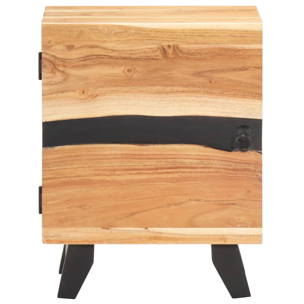 Mesita De Noche De Madera Maciza De Acacia 40x30x51 Cm_1