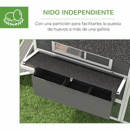 Pawhut Gallinero Para Exterior Con 2 Nidos Techo Asfáltico 347x160x150 Cm Gris_5