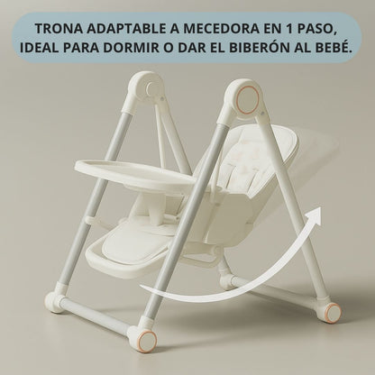 Trona Blanca Evolutiva 3 En 1 | Plegable Y Portátil Con Altura | Reposapiés | Respaldo Y Bandeja Todo Ajustables_3