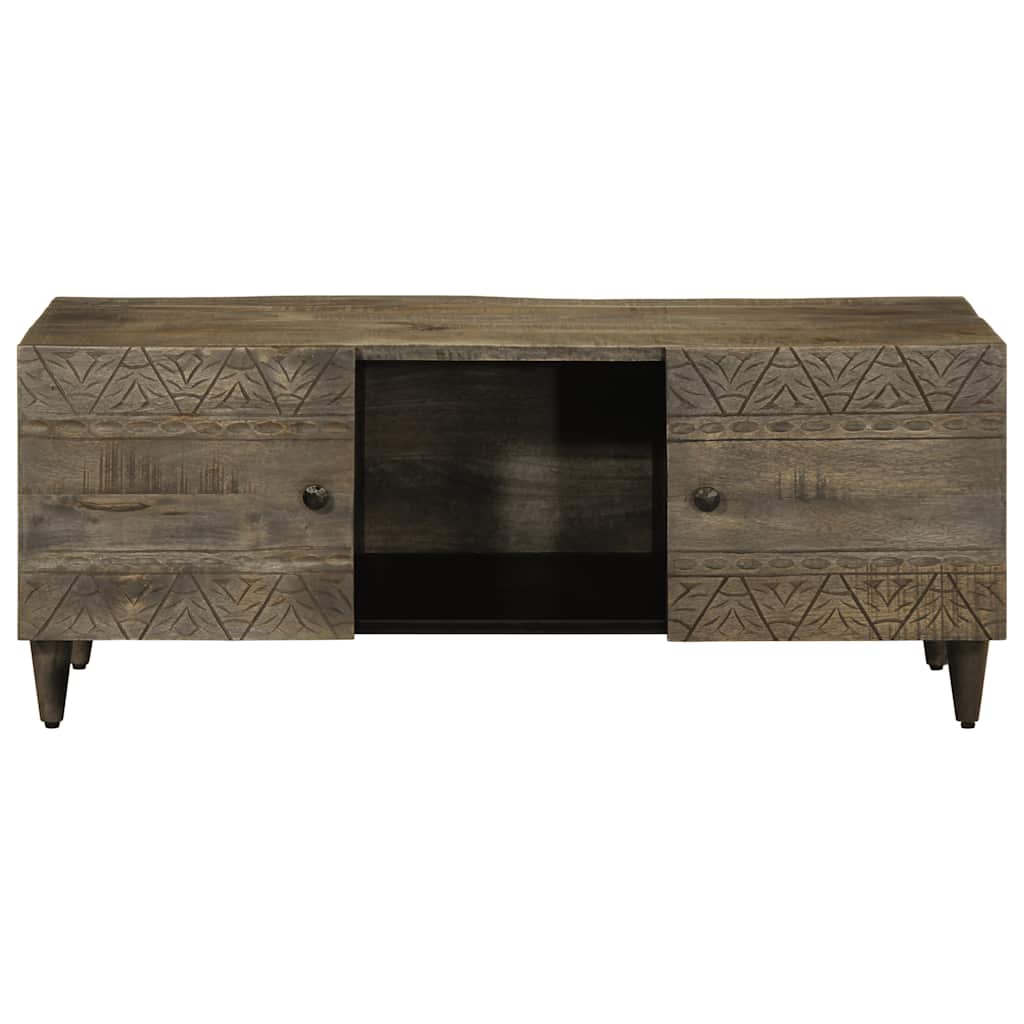 Mesa De Centro Madera Maciza De Mango Gris Claro 100x54x40 Cm_0
