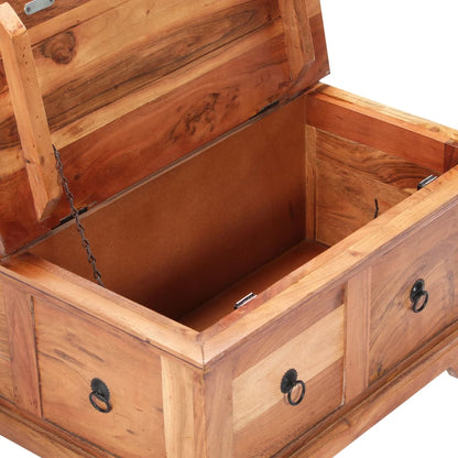 Mesa De Centro De Madera Maciza De Acacia 66x70x35 Cm_4