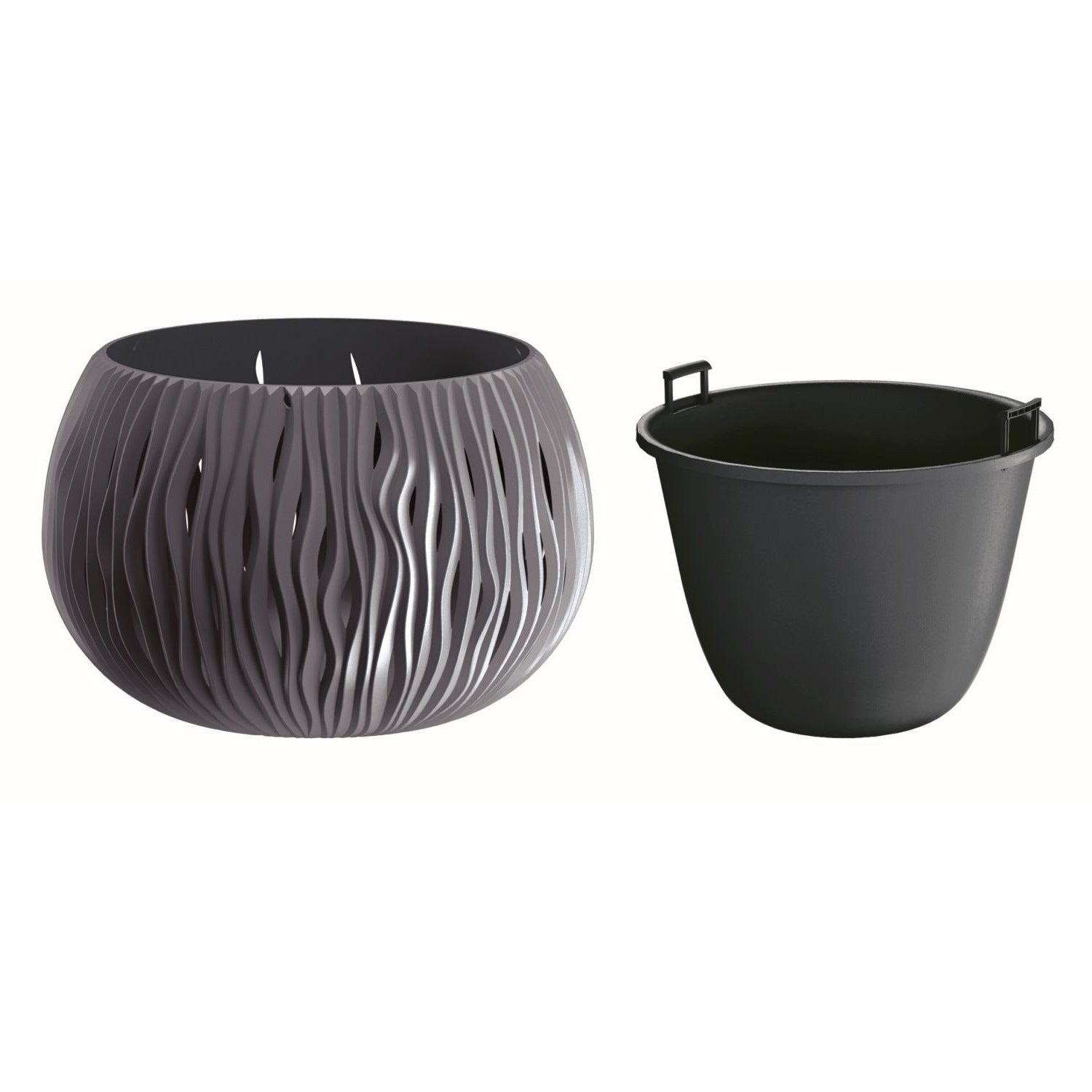Prosperplast Bowl Sandy De Plástico Con Depósito En Color Antracita, 21,8 (alto) X 37 (ancho) X 37 (profundo) Cms_1