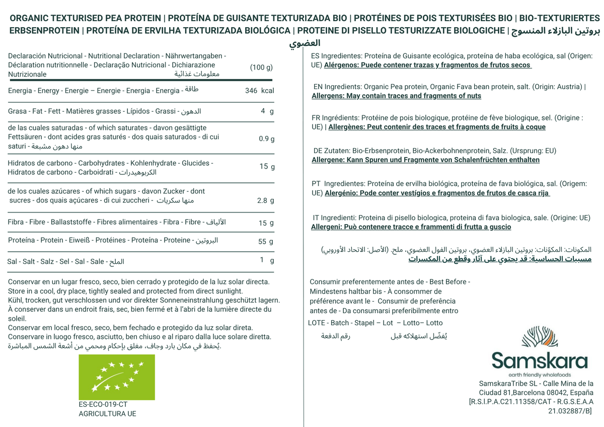 Proteína De Guisante Texturizada Bio - 1.75kg | Proteína Vegetal Ecológica Vegana Para Batidos Y Repostería_1