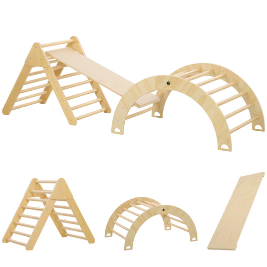 Escalador Para Niños Aiyaplay Tablero Multicapa De Pino Madera Natural 219x72.5x68.5 Cm_0