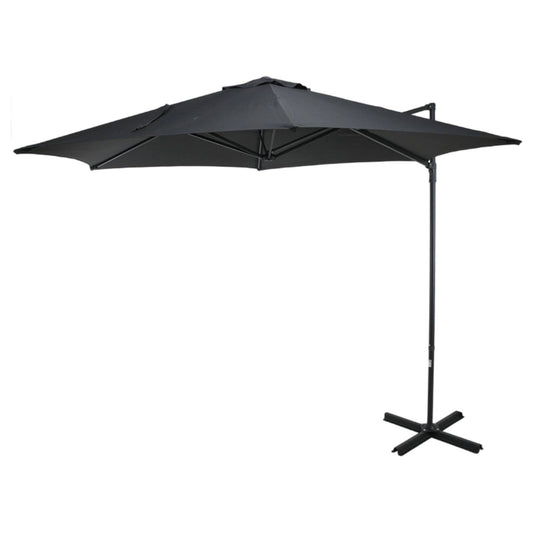 Well Home - Sombrilla Colgante Push Up Ø270cm Antracita Con Base De Acero Cruzado