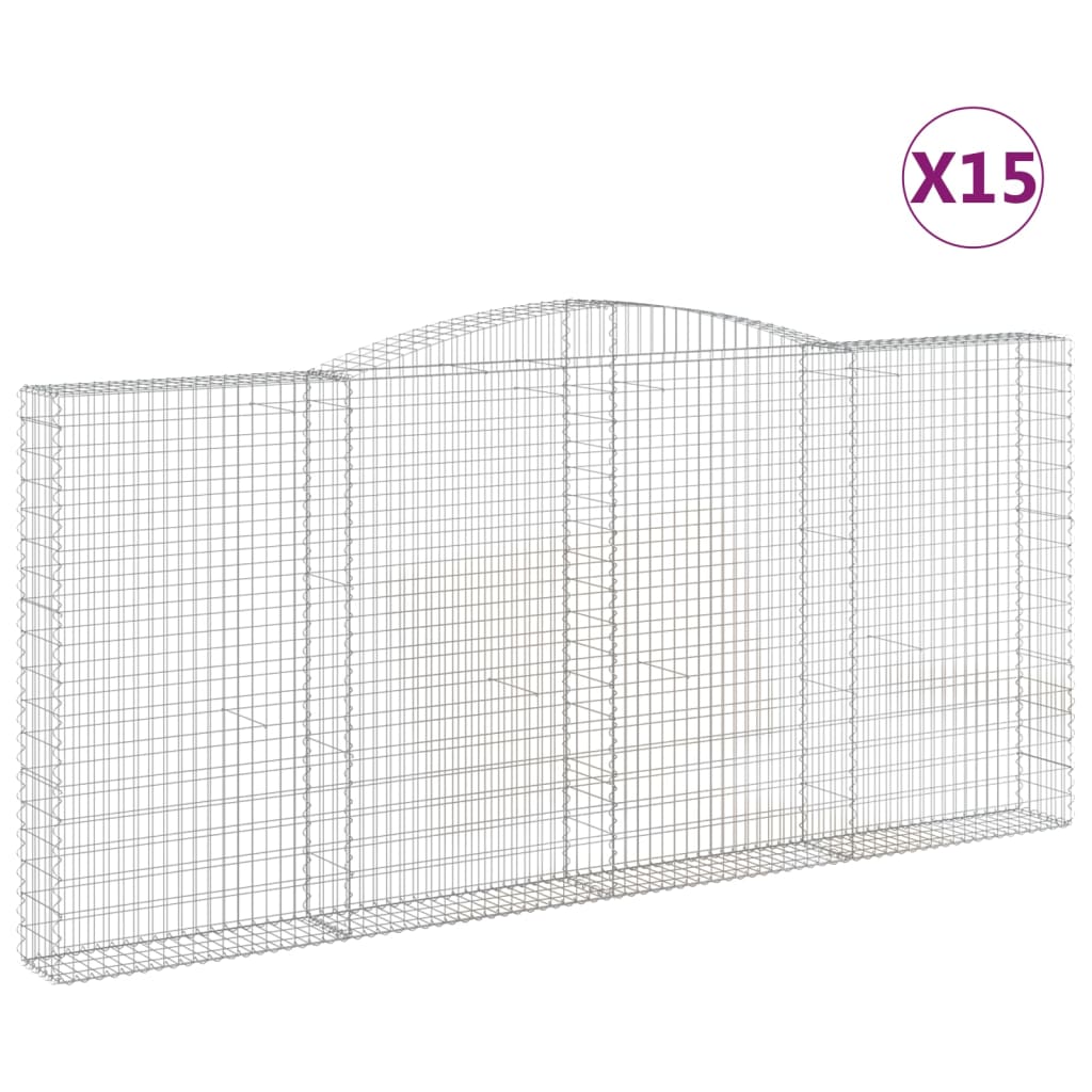 Cestas De Gaviones 15 Uds Forma De Arco Hierro 400x30x180/200cm_0