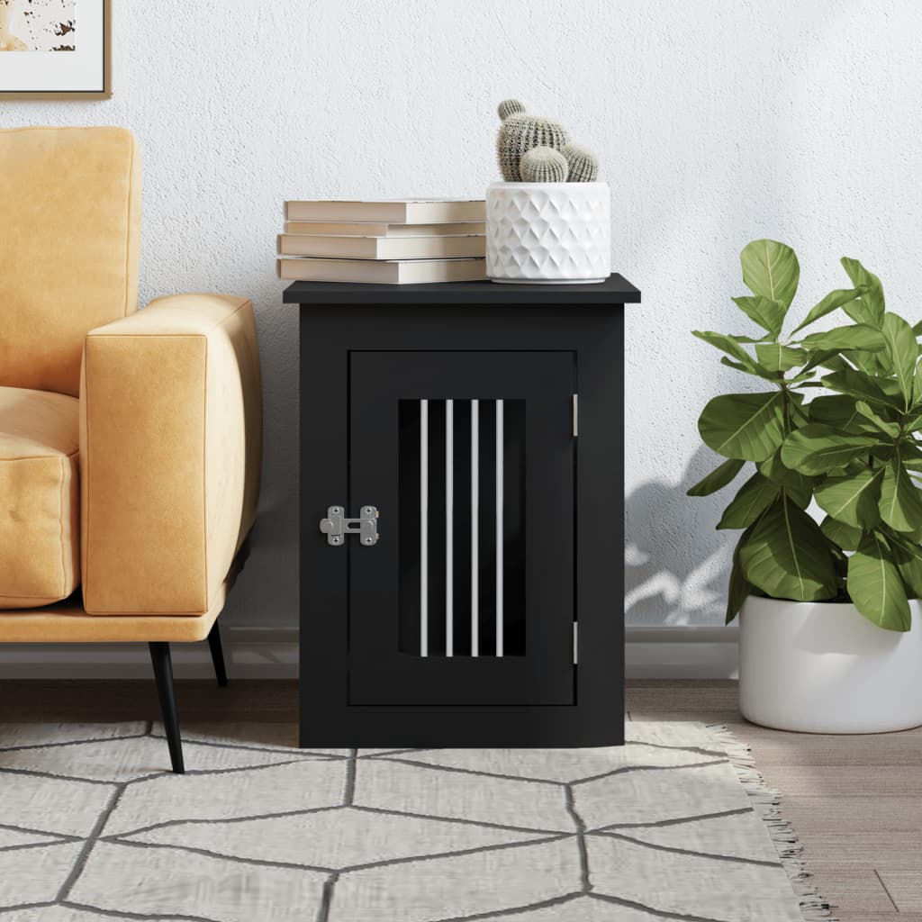 Jaula Para Perros Madera De Ingeniería Negro 45x62x59 Cm_2