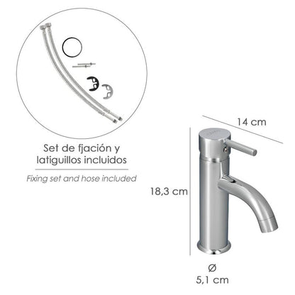 Monomando Lavabo Dresde Grifo Baño, Grifo Encimera, Grifo Cocina, Grifo Mezclador. Cartucho Ceramico Ø 35 Mm.
