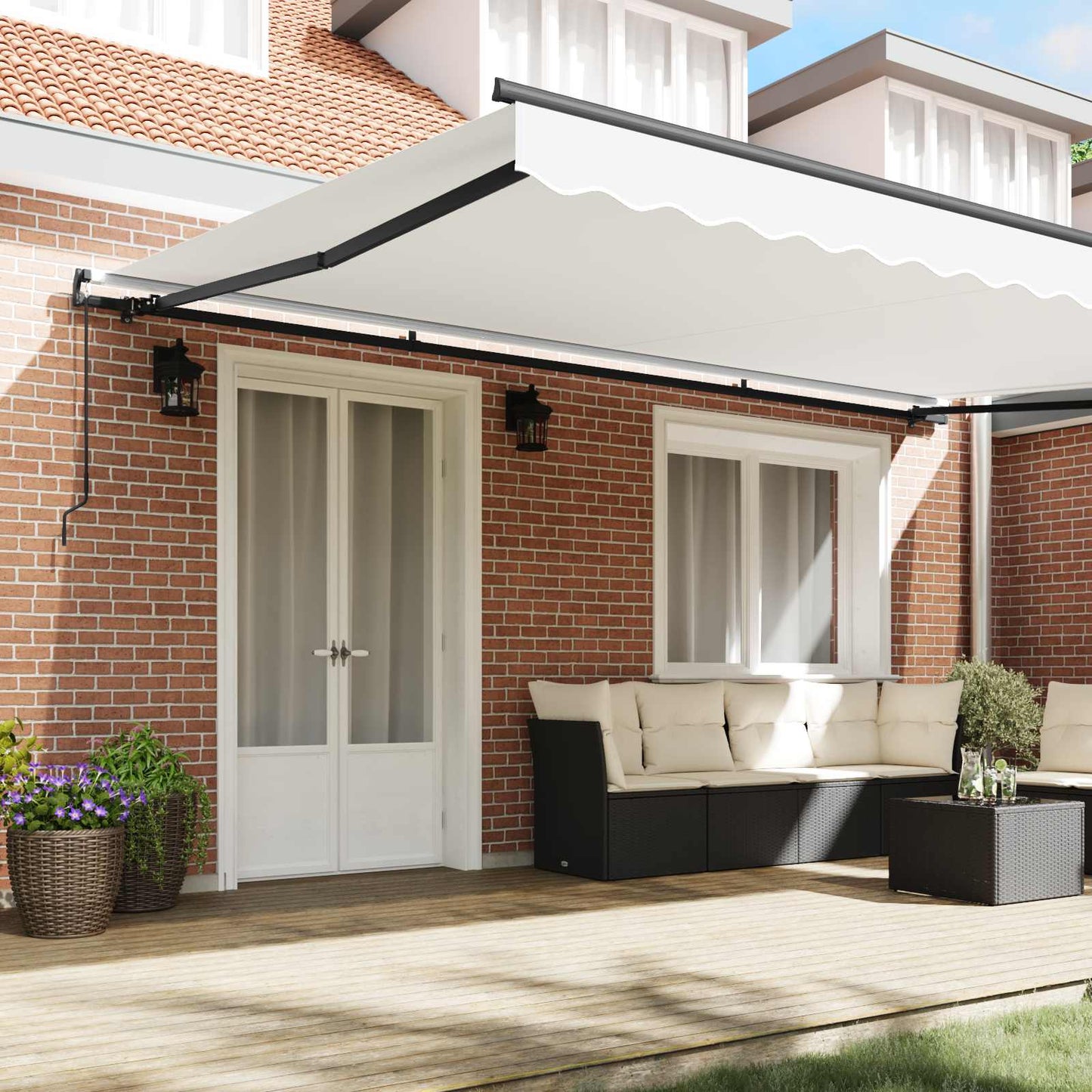 Toldo Retráctil Blanco 500 X 300 Cm Poliéster Y Aluminio_2