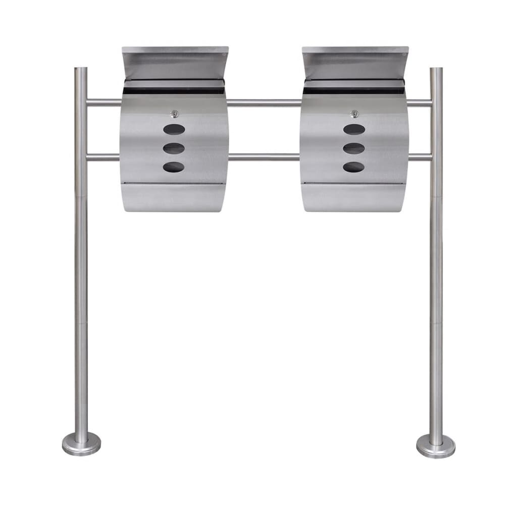 Vidaxl Conjunto De 2 Buzones Con Soporte De Acero Inoxidable_1