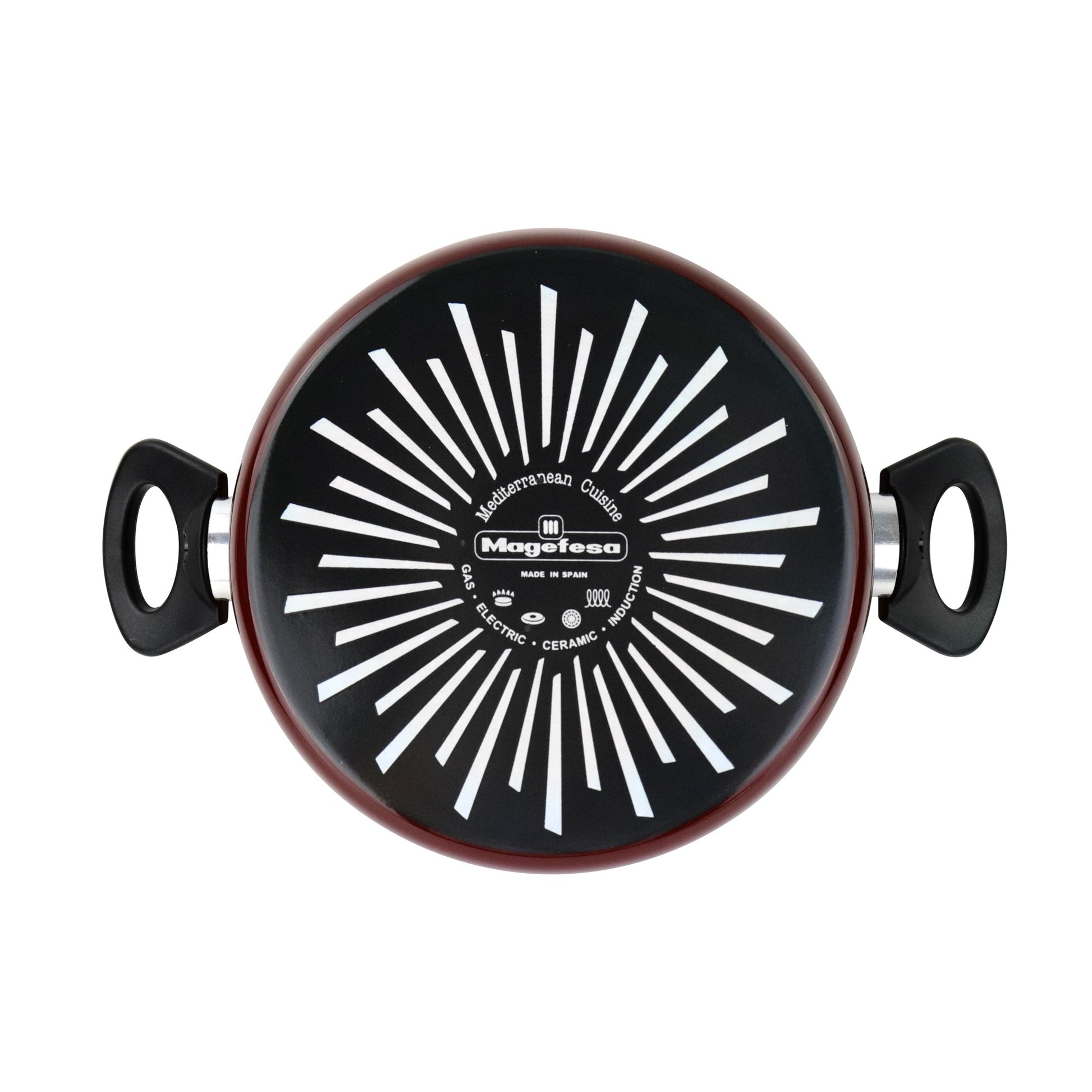 Olla Alta 'sr' Ø20cm Con Tapa Vidrio Rojo Magefesa