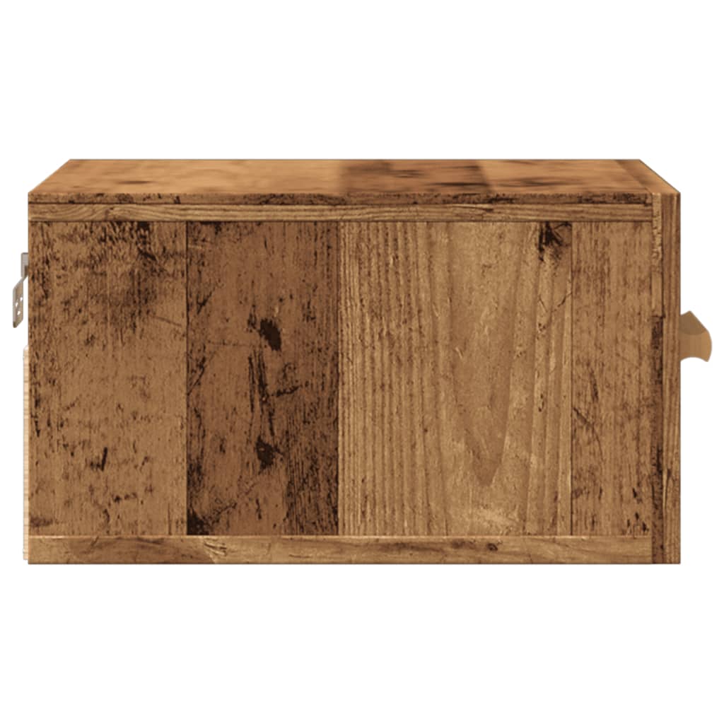 Mesita De Noche De Pared Madera Envejecida 35x35x20 Cm_4
